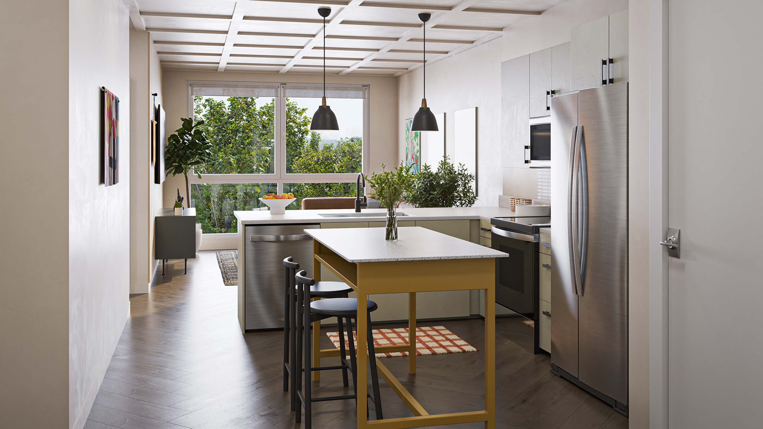 A kitchen with modern appliances