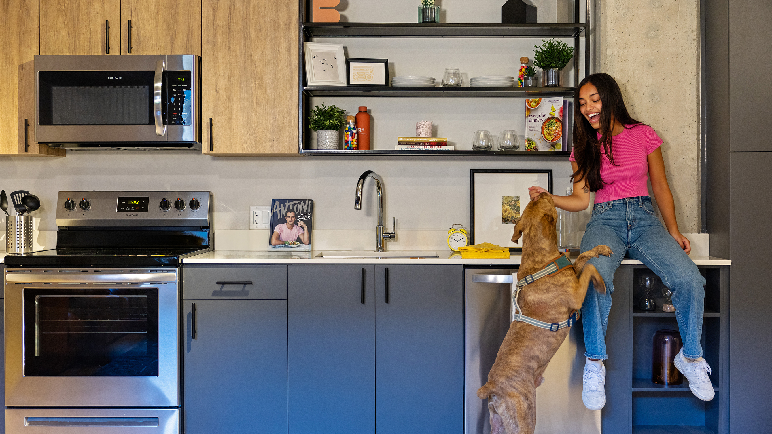 young resident with adorable dog